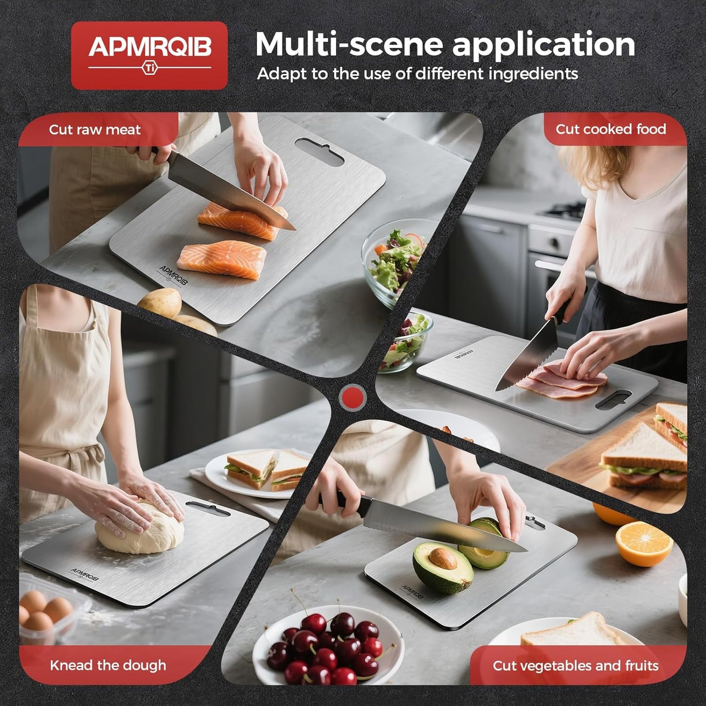 Titanium Cutting Boards for Kitchen, 100% Pure Titanium Cutting Boards Double Sided Non Toxic Cutting Board, Hygiene Durable Dishwasher Safe 10.5”×6.5”