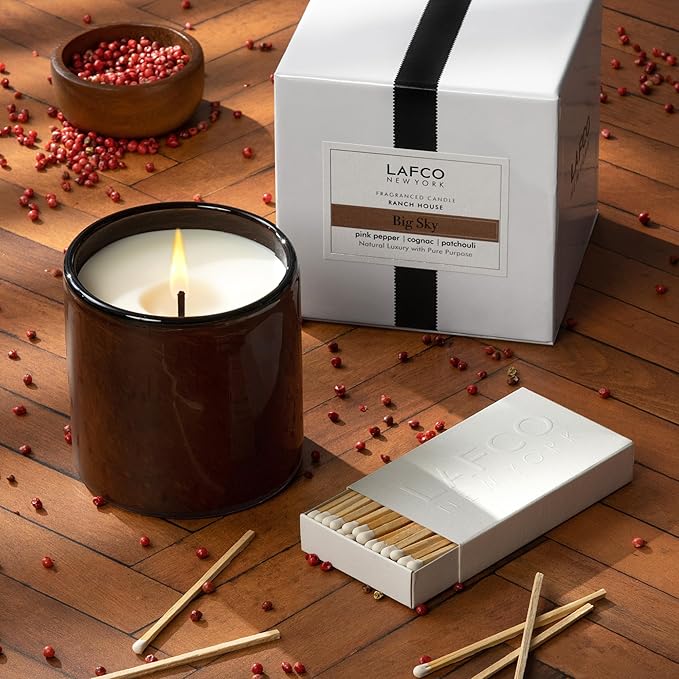 LAFCO New York Signature Candle, Big Sky - 15.5 oz - 90-Hour Burn Time - Reusable, Hand Blown Glass Vessel - Made in The USA