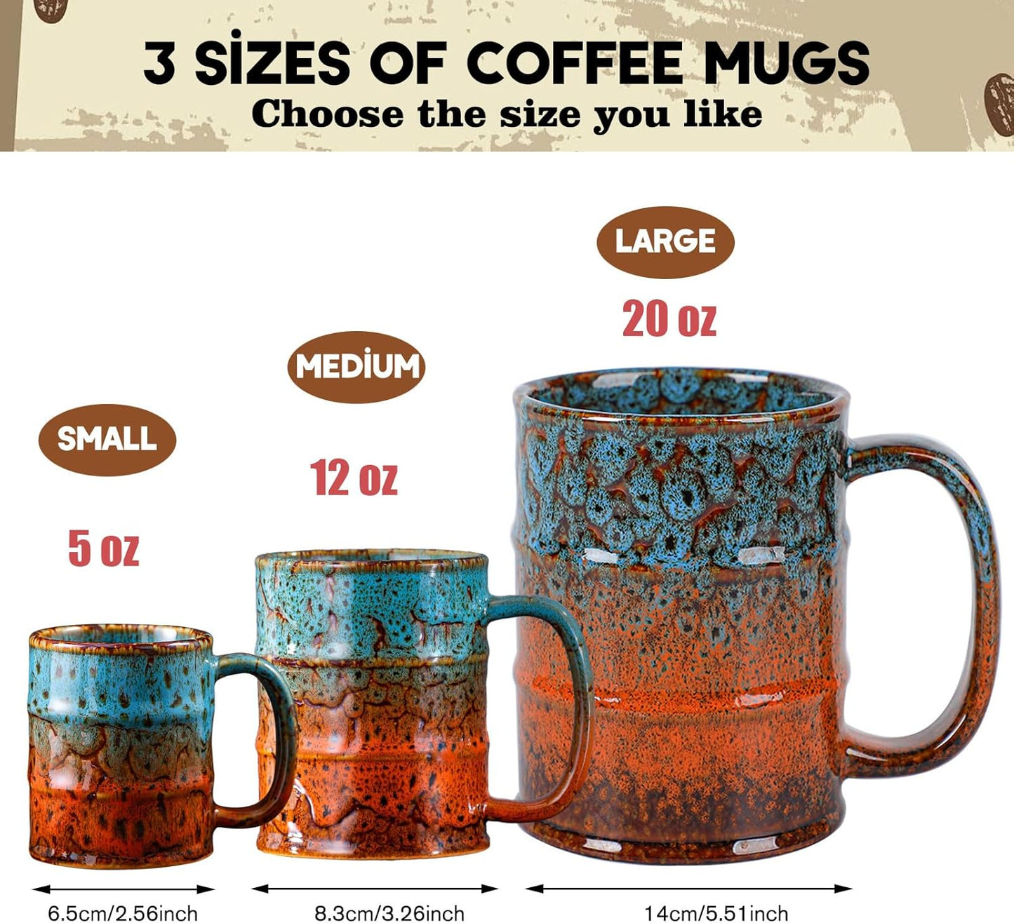 Coffee Mug,20 oz Coffee Mugs Ceramic Tea Cup Large Coffee Mug for Office and Home - Dishwasher and Microwave Safe Ceramic Coffee Mug(1, Red and Green)