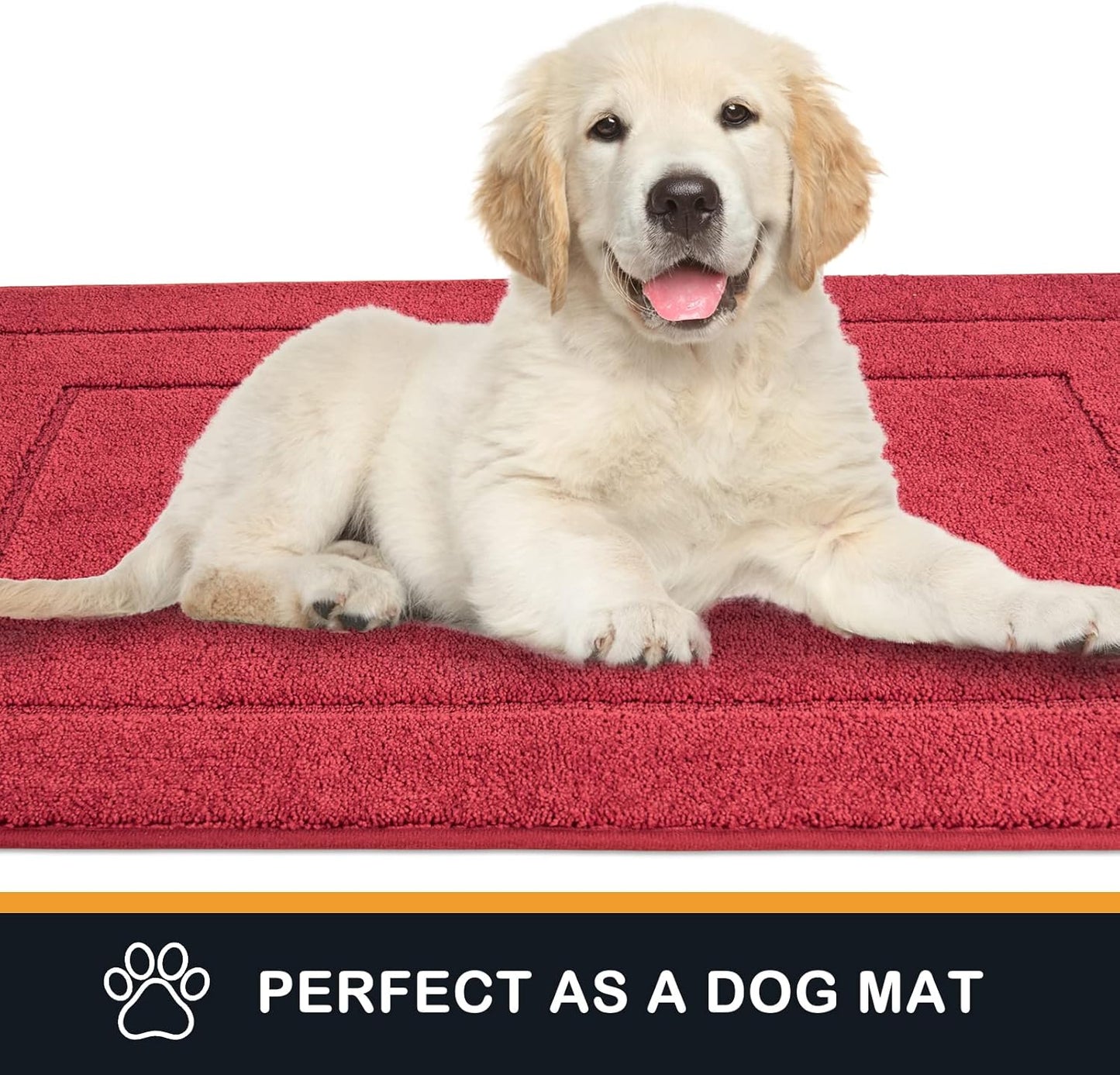 PURRUGS Dirt Trapping Door Mat 24" x 59", Non-Slip/Skid Machine Washable Entryway Rug, Dog Doormat, Super Absorbent Welcome Mat for Muddy Wet Shoes and Paws, Burgundy Red