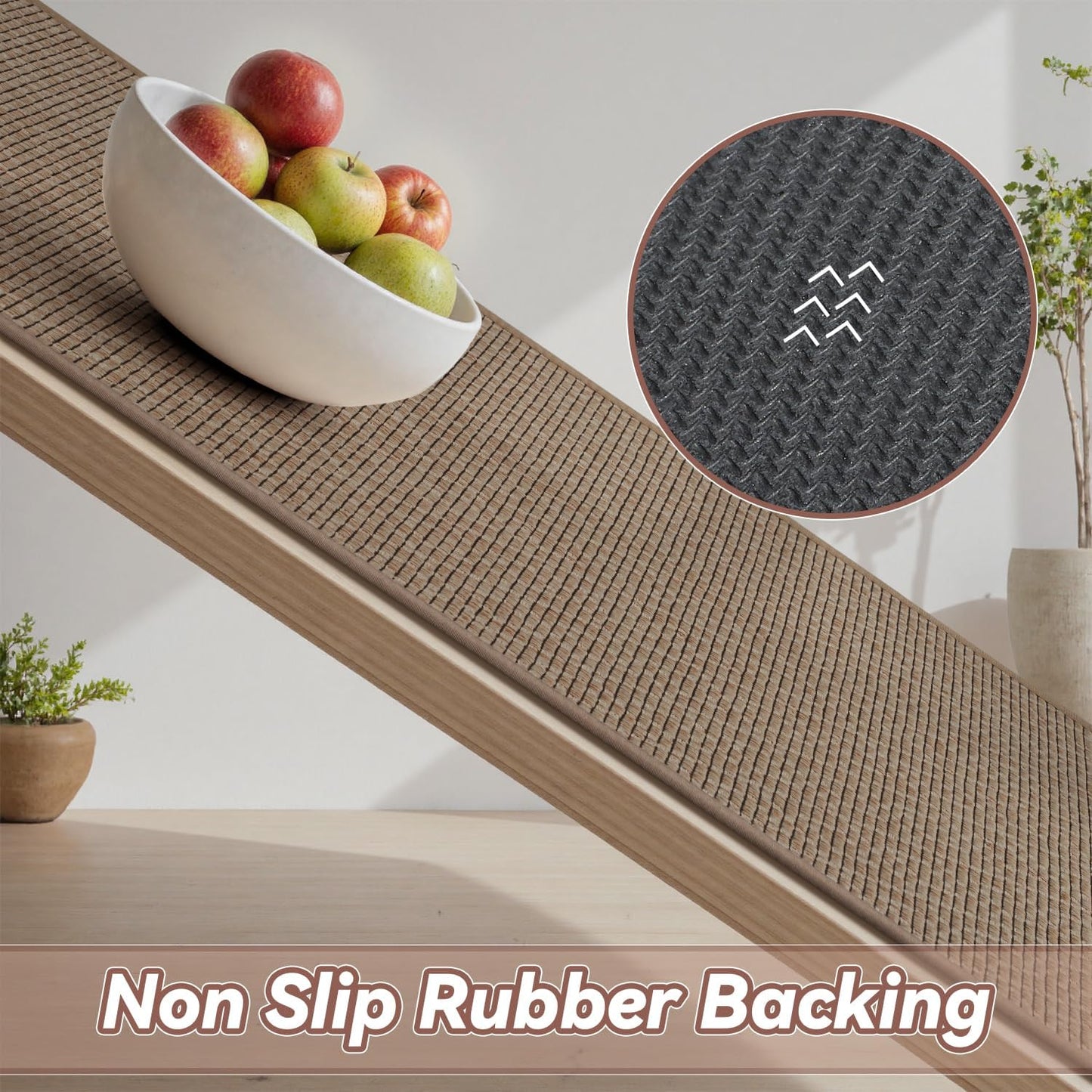 PADOOR Kitchen Runner, Rubber Backed Kitchen Runner Rugs Non Skid Washable, Super Absorbent Kitchen Mats for Floor Front of Sink, 20"x70" Brown