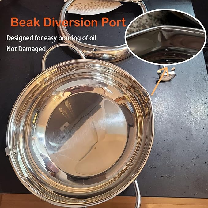 Deep Fryer Pot,Oxydrily Japanese Tempura Deep Fryer Stainless Steel Frying Pot With Thermometer
