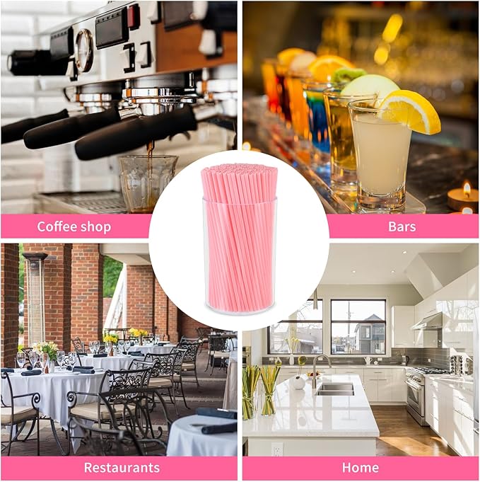 500 Pcs Pink Coffee Stir Sticks Set Coffee Stirrers Holder Acrylic Stir Stick Holder Bar Straws Cocktail Straws Drink Stirrers for Coffee Bar Cocktail Milk Tea Restaurant Home Kitchen Party Supplies