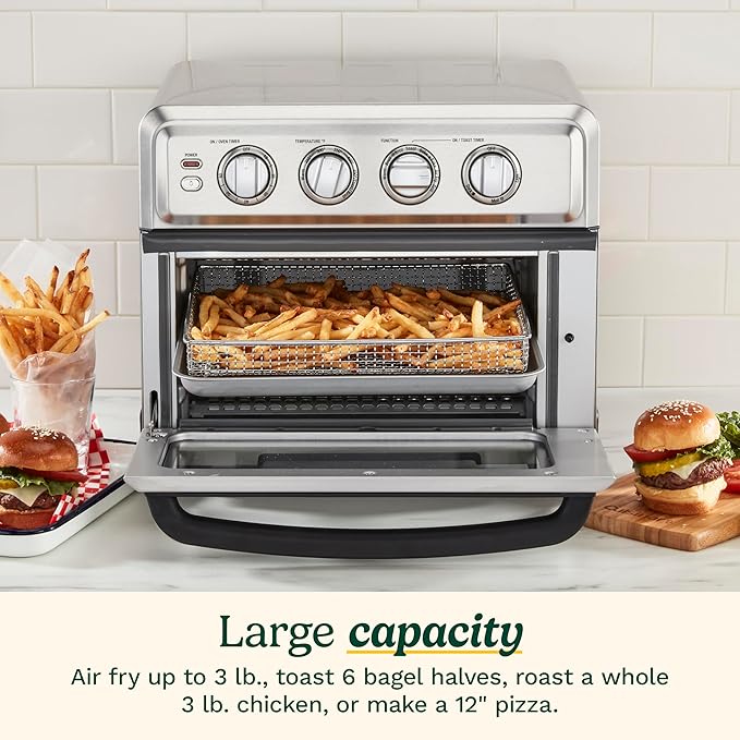 Cuisinart Air Fryer Toaster Oven with Grill, 1800W 8-1 Air Fryer Oven with Bake, Convection Bake, Grill, Broil and Warm Options, Large Capacity, 60-Minute Timer, TOA-70BKS, Black SS