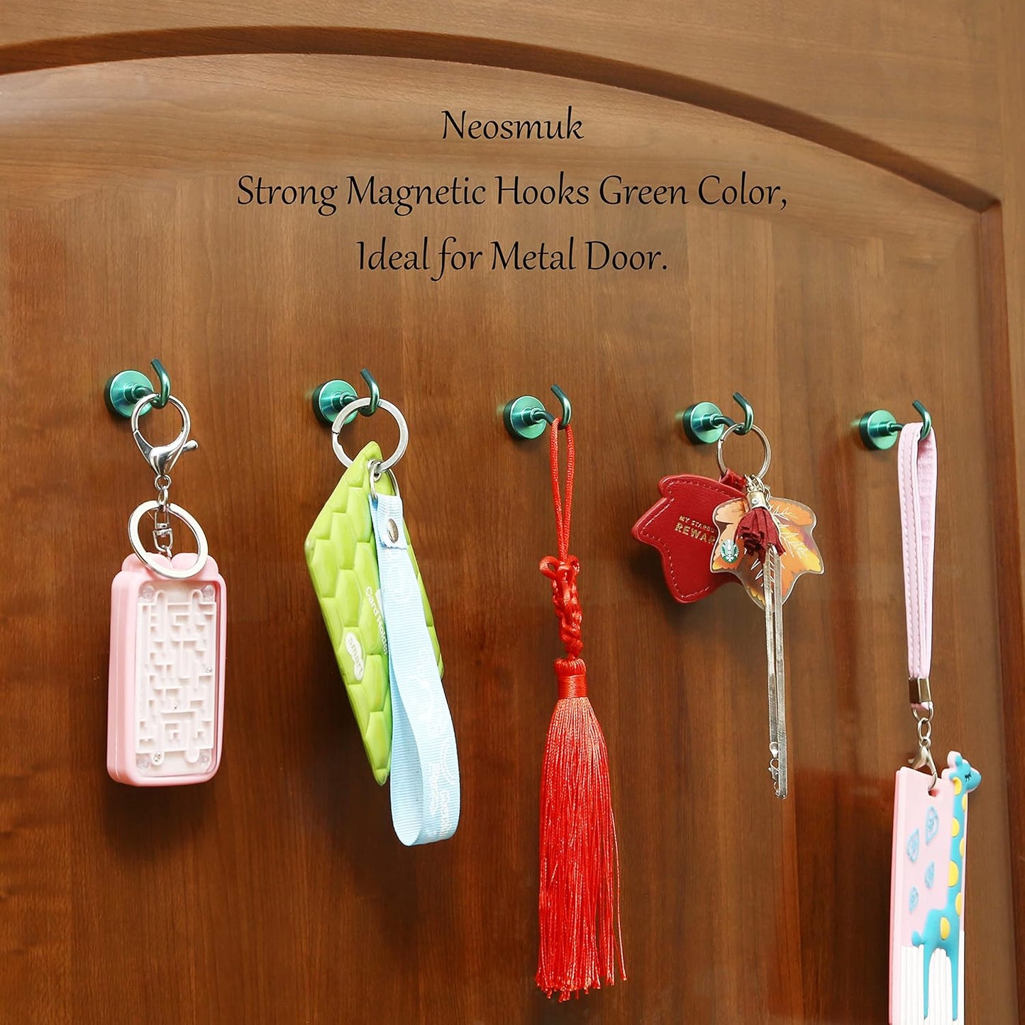 Neosmuk Magnetic Hooks, Cruise Ship Essentials, 30lb+ Heavy Duty Magnetic Hooks for Cruise Cabins, Refrigerator, Grill, Hanging, and Travel | Extra Strong Must-Haves Magnet Hook(Green,Pack of 12)