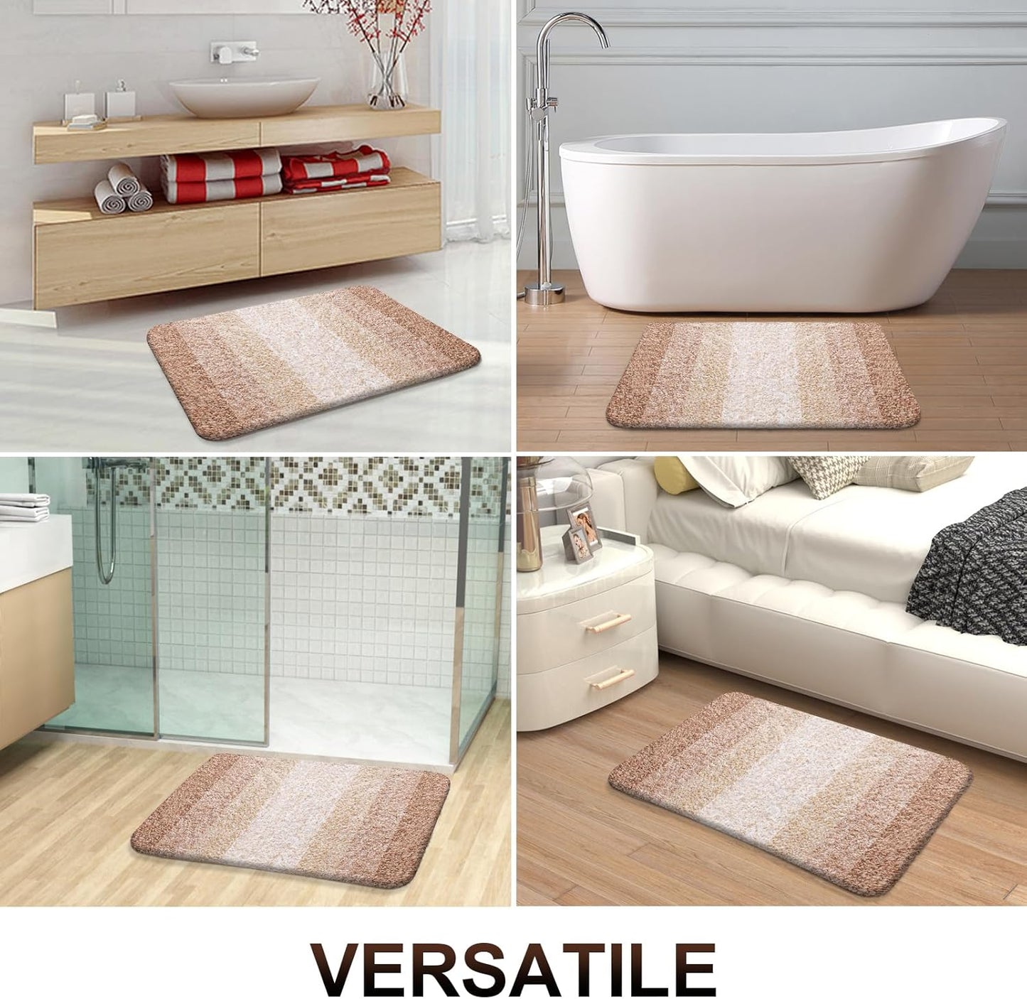 OLANLY Bathroom Runner Rugs 47x17, Extra Soft Absorbent Microfiber Bath Rugs, Rubber Backing, Quick Dry, Machine Washable Bath Mats for Bathroom Floor, Tub and Shower, Home Decor Accessories, Beige