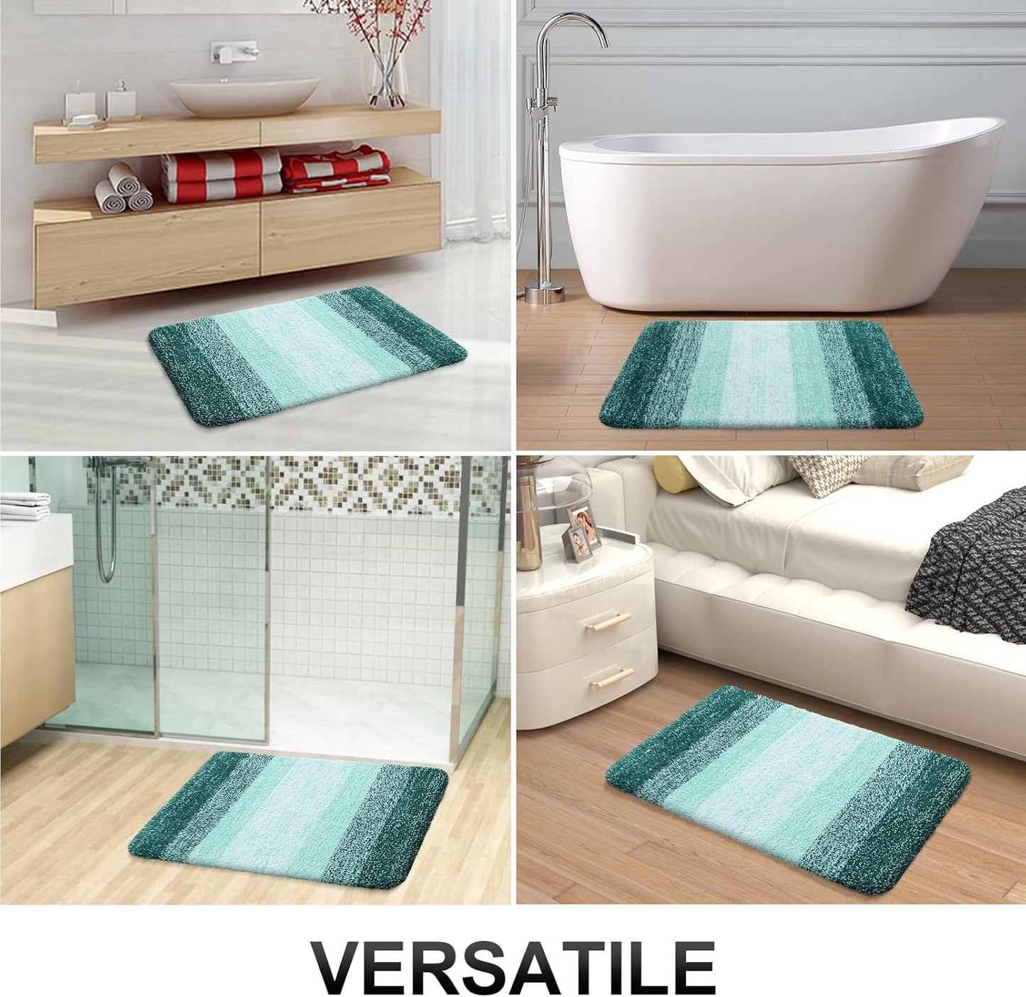 OLANLY Bathroom Runner Rugs 70x24, Extra Soft Absorbent Microfiber Bath Rugs, Rubber Backing, Quick Dry, Washable Bath Mats for Bathroom Floor, Tub and Shower, Home Decor Accessories, Blackish Green