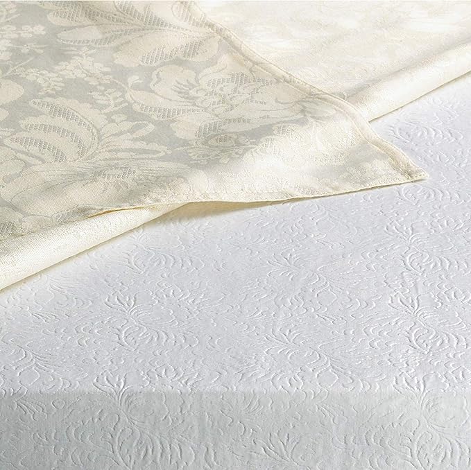 Home Bargains Plus Quilted Heavy Duty Table Pad Protector with Flannel Backing, Cut to Fit, Heat Resistant, Wipe Clean, Protects Table from Spills and Scratches, White, 52” x 90” Rectangle