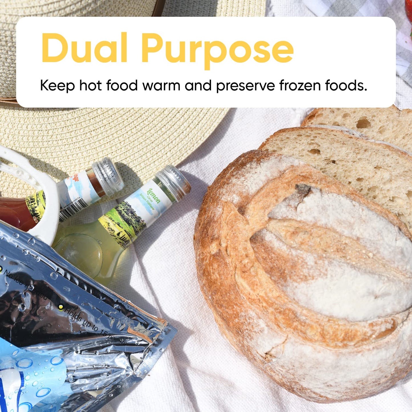Superio Hot and Cold Insulated Bags for Food Delivery, Grocery Shopping Bags, Food Storage for Hot and Frozen Food for Travel, Disposable Cooler Bag, Reinforced Thermal Lunch Bag (3, 13.5"x17.5")