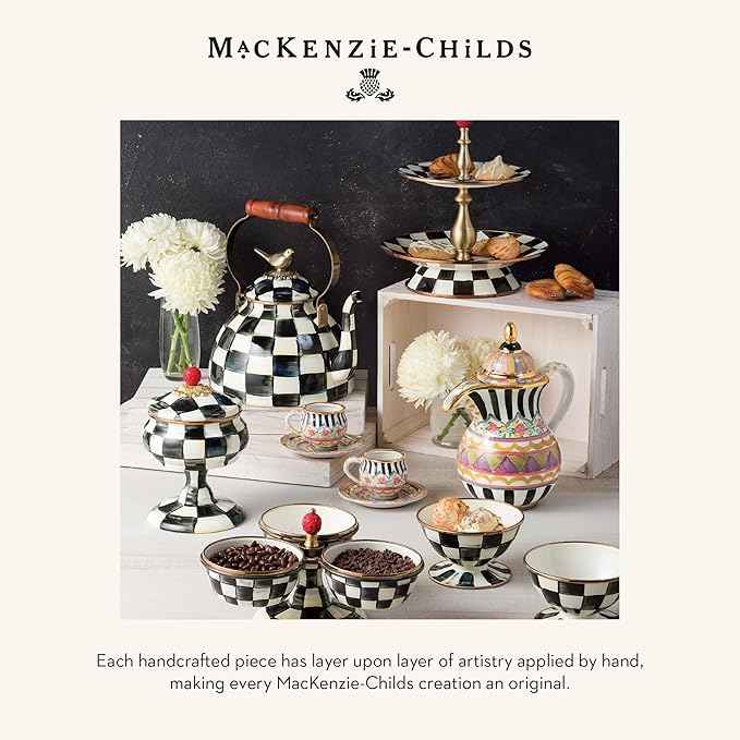 MACKENZIE-CHILDS Bee, Hanging Bee Decoration, Black-and-White Courtly Check