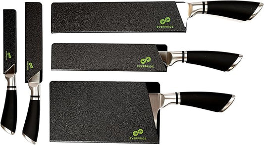 EVERPRIDE 5 PIECE Chef Knife Guard Set Universal Blade Edge Cover and Knife Sheath Set for Chef and Kitchen Knives Durable BPA-Free Felt Lined Sturdy ABS Plastic Knife Storage and Protection