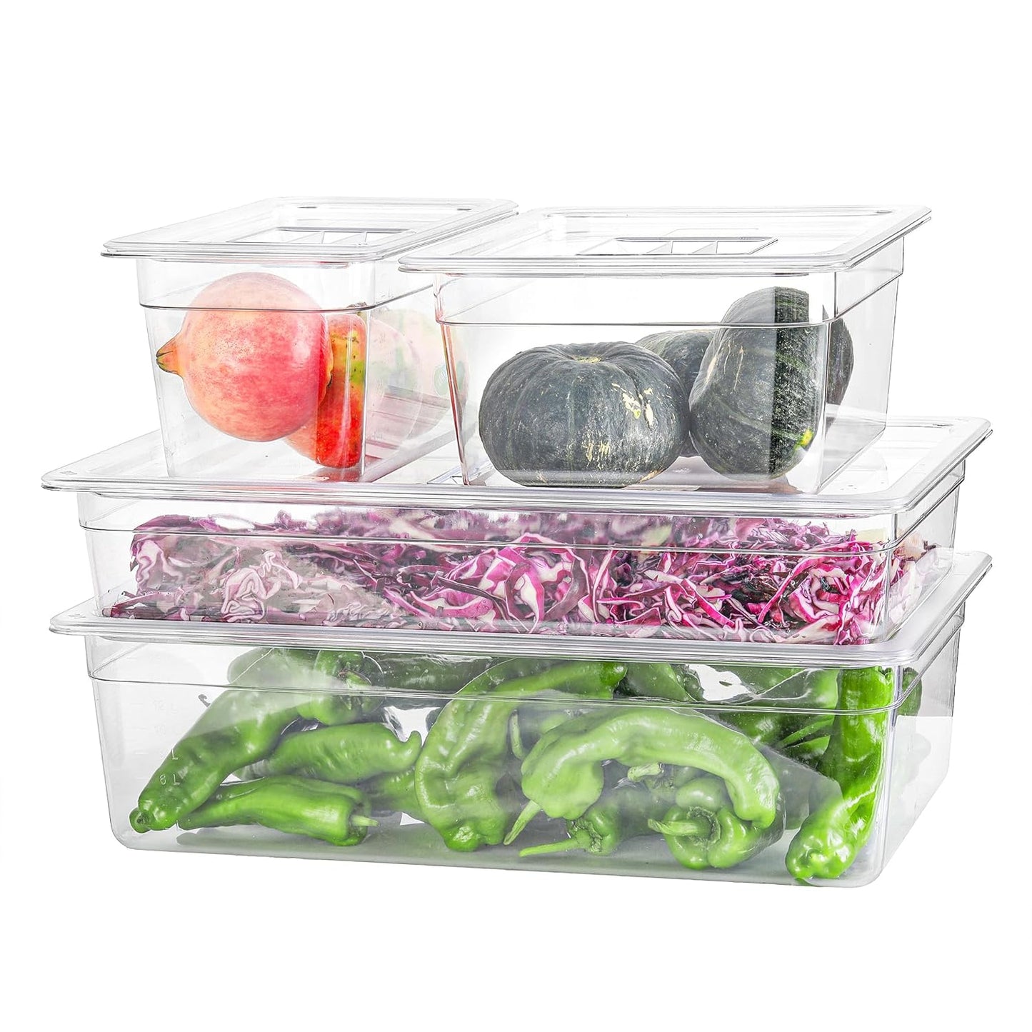 6 Pack 1/1 Size Lids Universal Full Size BPA-Free Polycarbonate Clear Food Pan Lids Dishwasher Safety Food Storagge Container Cover with Handle for Food Prep Table Hotel