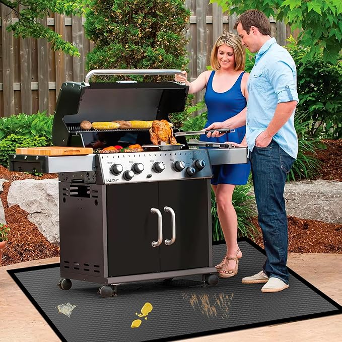 76 ×48 inches Under Grill Mat for Outdoor Grill/ Fireproof Grill Pad for Fire Pit, Double-Sided Indoor Fireplace Mat Fire Pit Mat, Oil-Proof Waterproof BBQ Mat Pads Protector for Deck Patio Gas Grills