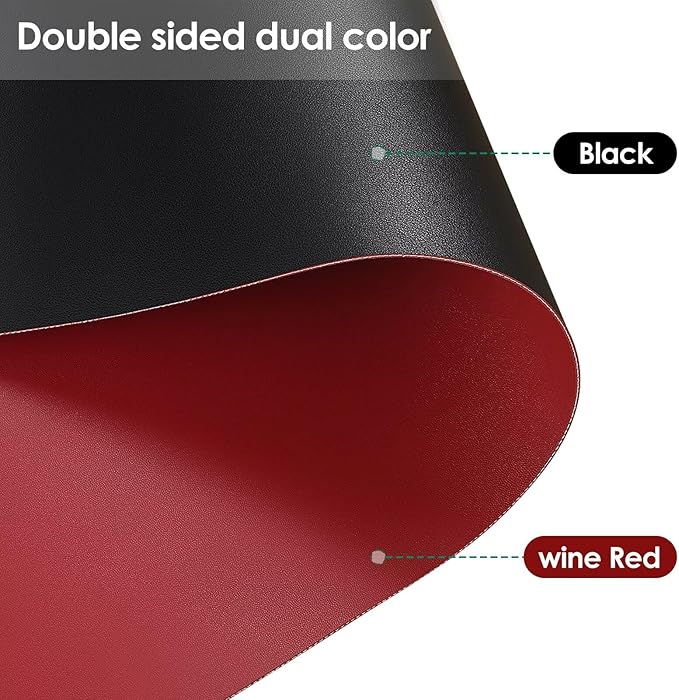 Table Cover Rectangle for Dining Room Table - Can Be Used On Both Sides Waterproof and Easy to Clean Good Flatness Used for Dining Table(Black+Wine Red 44x96)