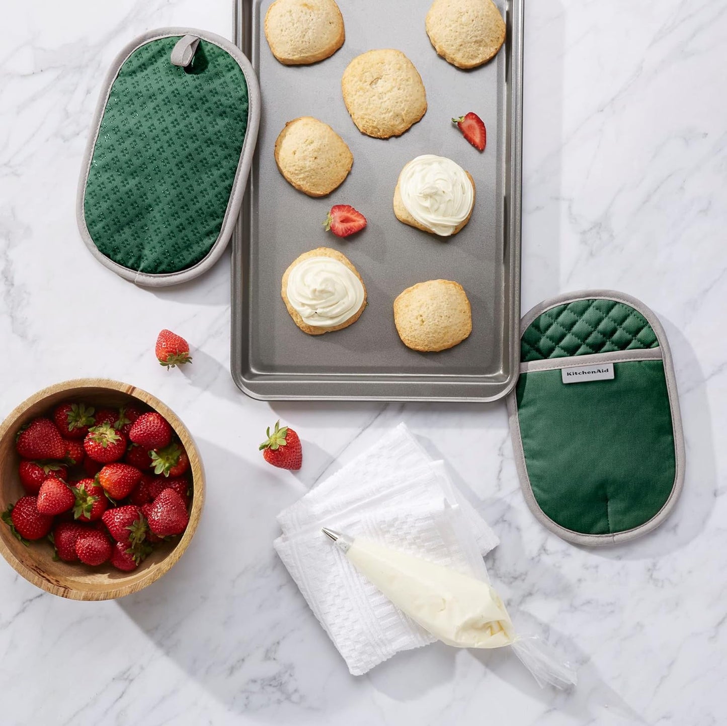 KitchenAid Asteroid Pot Holder 2-Pack Set, Pebbled Palm Green, 6.5"x10"