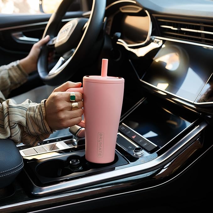 BrüMate Era 20 oz Tumbler with Handle and Straw | 100% Leakproof Insulated Tumbler with Lid and Straw | Made of Stainless Steel | Cup Holder Friendly Base | 20oz (Sage)