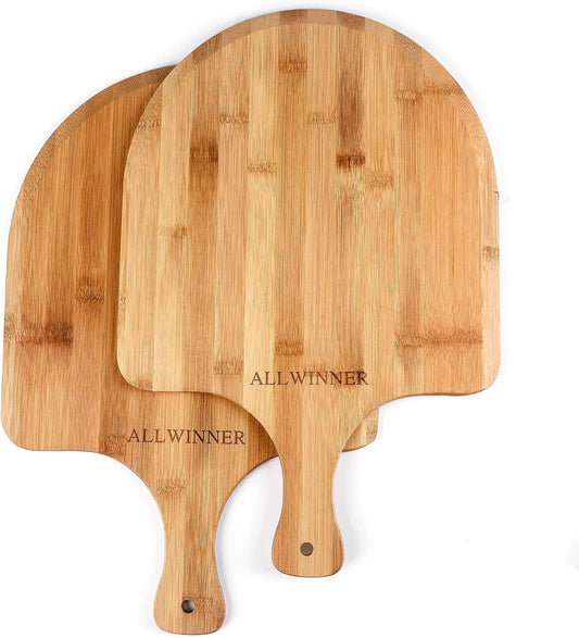 Pizza Peel 12 Inch, 2 Pack Bamboo Pizza Paddle, Wooden Pizza Peels for Making Pizza, Pizza Bread Pie Cutting Board for Kitchen