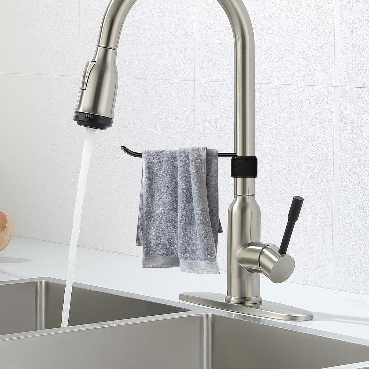 Stylish and Functional Dish Towel Holder - Keep Your Kitchen Rags and Dishcloths Neat and Within Reach with This Sink Dish Cloth Holder and Storage Rack! (1, Black)
