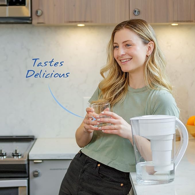 Single Replacement MINA Alkaline Water Fluoride Filter by Santevia | Single at Home Water Pitcher Filter Adds Minerals | Fluoride, Chlorine & Lead Filteration | American Filtration Media