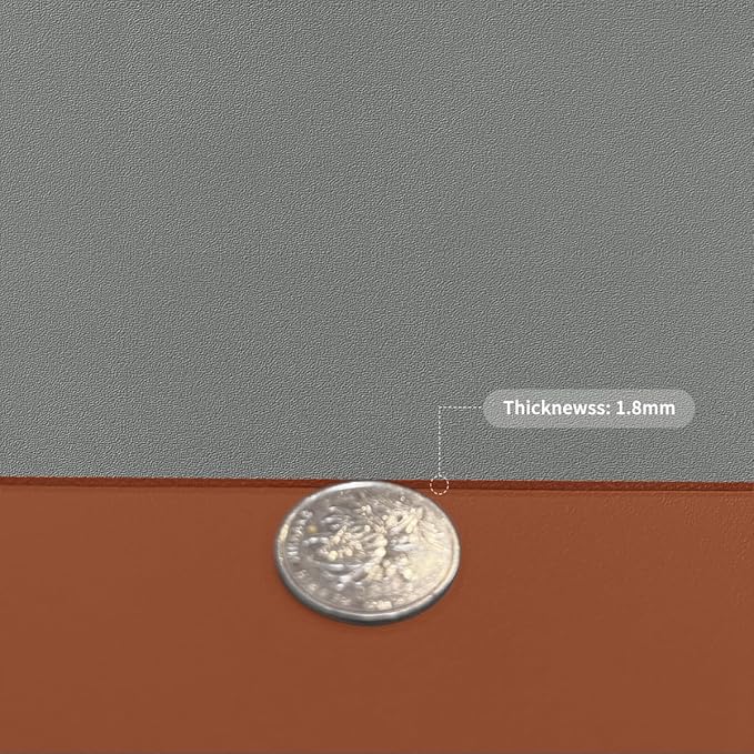 Leather Table Cover,1.8mm Thick,12x44 Inch Table Protector,Glass Table Protector,Table Sticker Cover,Desk Covers On Top of Desks.(Brown+Gray,12x44)