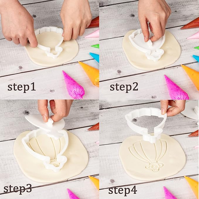 Flycalf Love Cookie Cutters Set of 7 with Plunger Stamps Holiday Gifts Baking Cake PLA Kitchen Diamond Love Ring Shapes for Kids 3" Mold Supplies Biscuit Tools