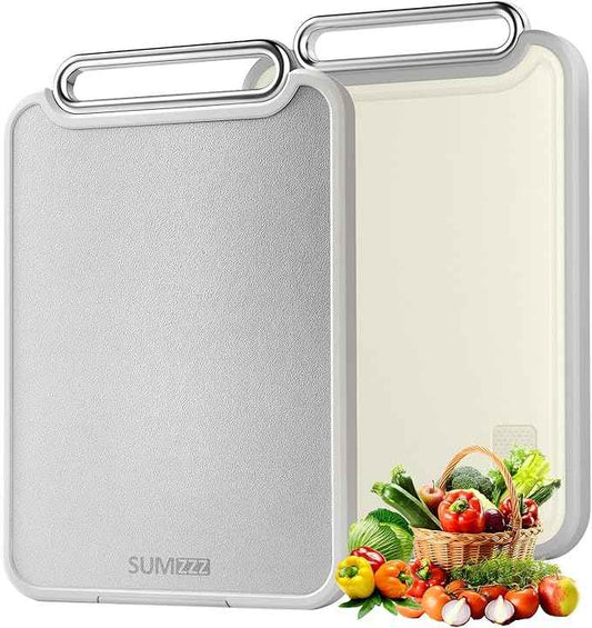 Stainless Steel Cutting Board for Kitchen, 2-in-1 Double-Sided Chopping Board, Food Grade Stainless Steel/PP, Easy to Clean, Large Size, Non-Slip, 16”×11”