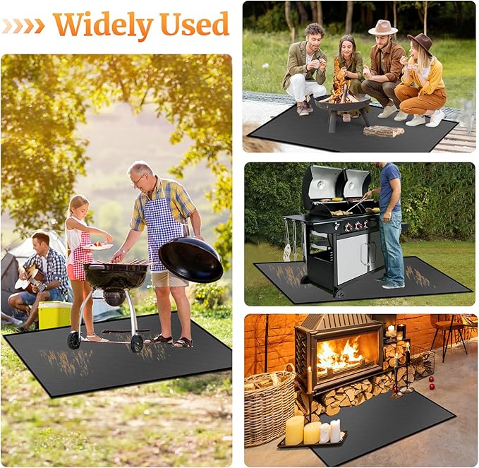 46 ×26 inches Rectangle Fire Pit Mat/ Fireproof Hearth Mats for Fireplaces Fire Resistant, Fireproof Mat Grill Mat BBQ Grill Pads Protect Mat for Deck Patio Grass Outdoor Charcoal, Smokers, Gas Grills