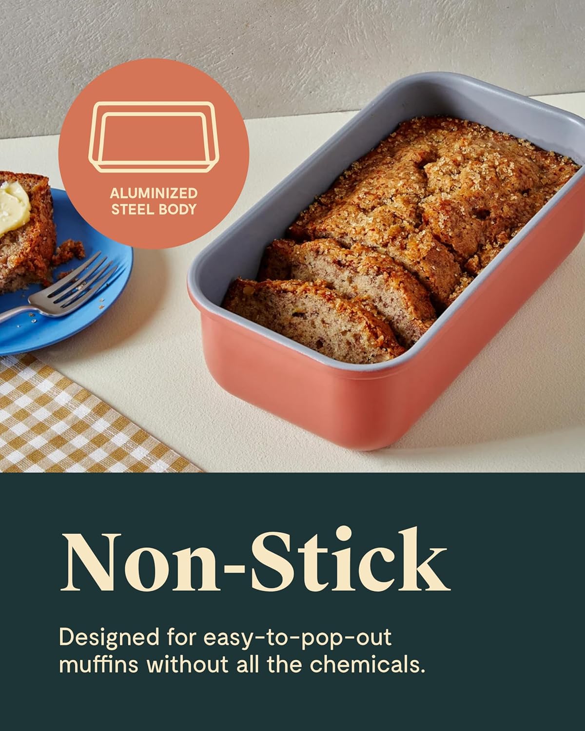 Caraway Non-Stick Ceramic 1 lb Loaf Pan Duo - Naturally Slick Ceramic Coating - Non-Toxic, PTFE & PFOA Free - Perfect for Pound Cakes, Breads, & More - Marigold