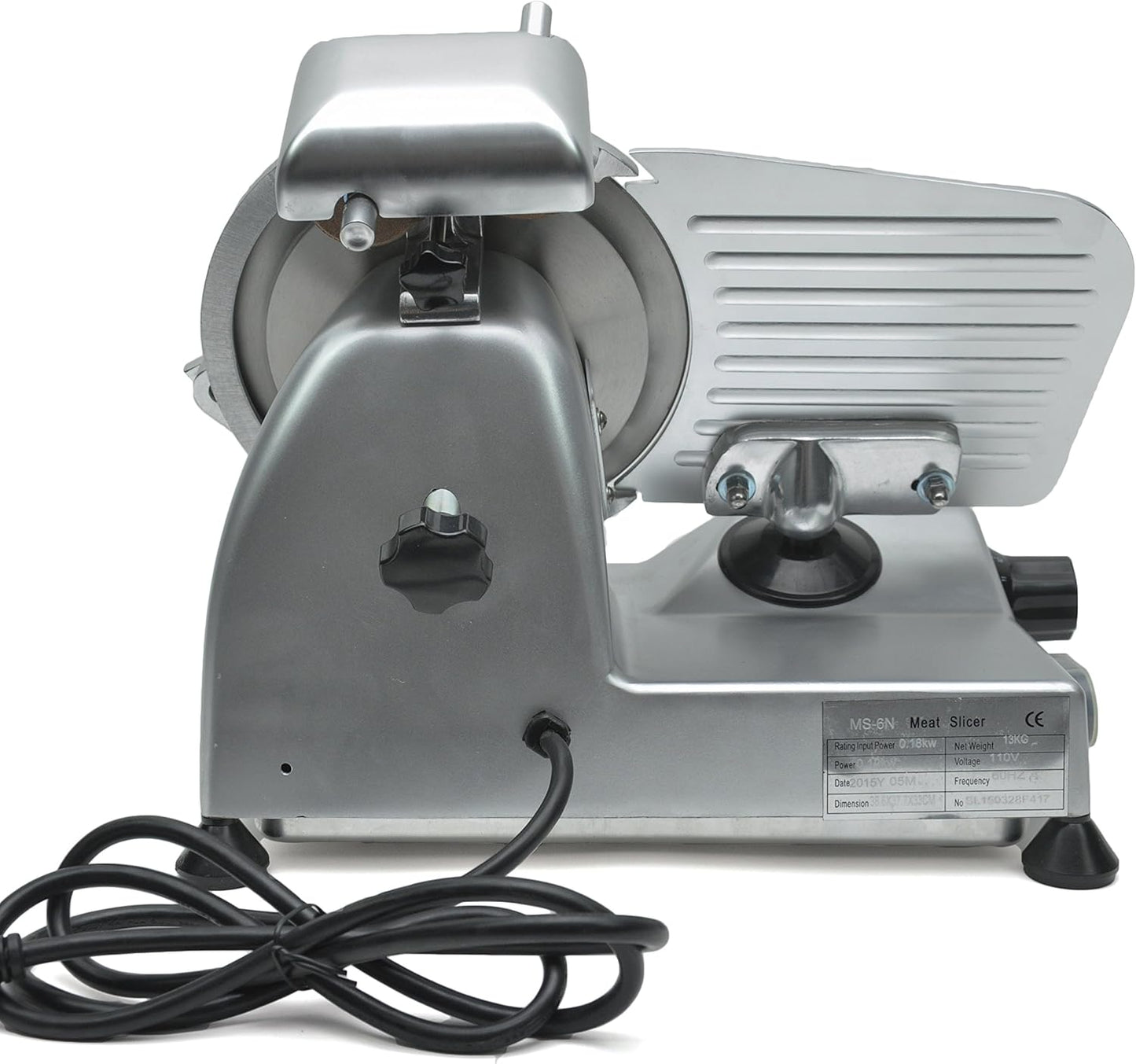 KWS MS-6ST Premium 200w Electric Slicer 7.67-Inch in Silver Teflon Blade, Frozen Meat Deli Meat Cheese Food Slicer Low Noises Commercial and Home Use