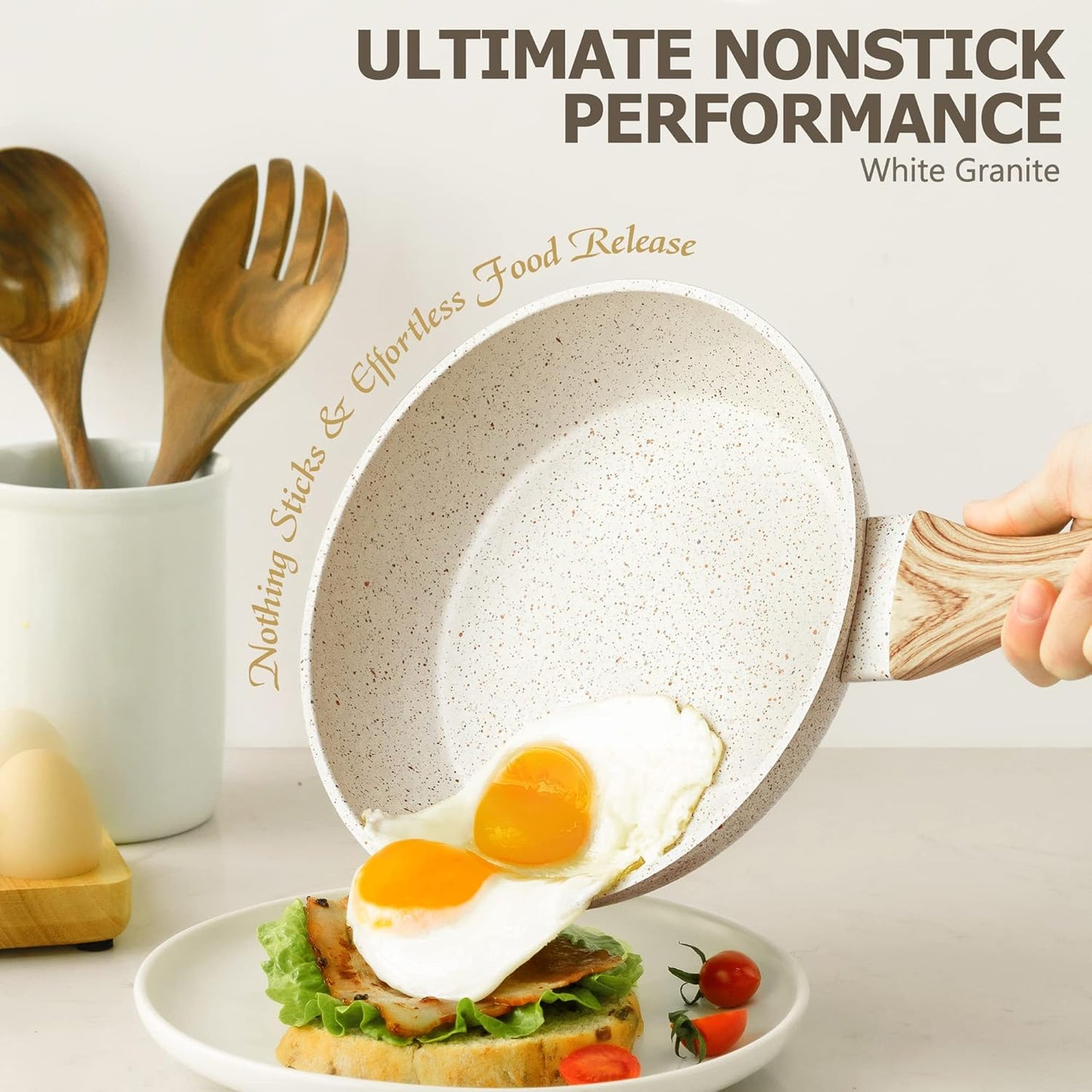 MICHELANGELO Frying Pans Nonstick - 12 Inch Frying Pan with Lid, Large 12 Inch Skillet with Ergonomic Handle, Non-Toxic Fry Pan - All Cooktops Compatible