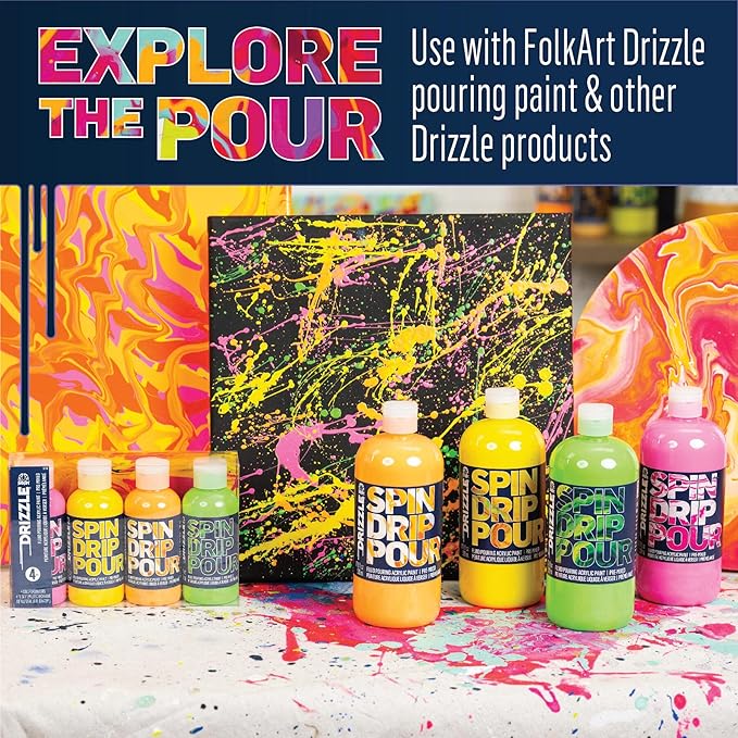 FolkArt Drizzle Pop-Up Splash Guard, Durable Tool for DIY Paint Pouring Arts and Crafts Projects, 50824