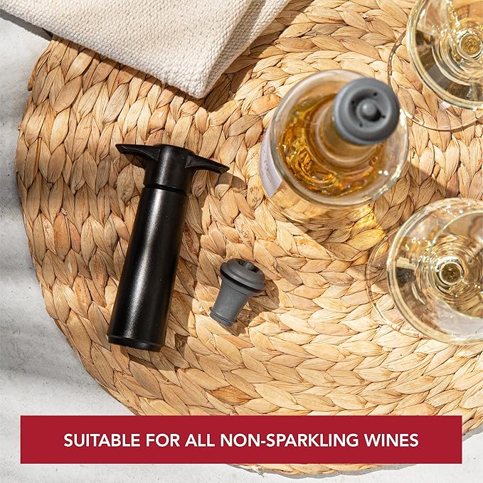 Vacu Vin Wine Saver Vacuum Stoppers – Set of 10 – Airtight Seal for Opened Bottles – Preserves Wine Freshness Up to 10 Days – Reusable & Dishwasher Safe – Compatible with Vacu Vin Wine Saver Pump