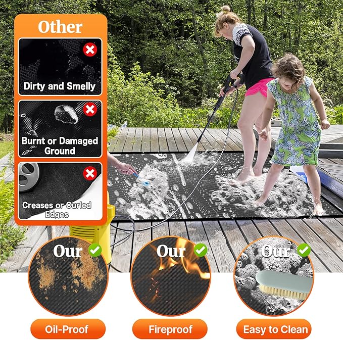 60 ×32 inches Fireproof Hearth Mats for Fireplaces Fire Resistant/ Rectangle Fire Pit Mat, Fireproof Grill Pads-Under Grill Mat -Protective Mats for Deck Patio Outdoor Charcoal, Smokers, Gas Grills